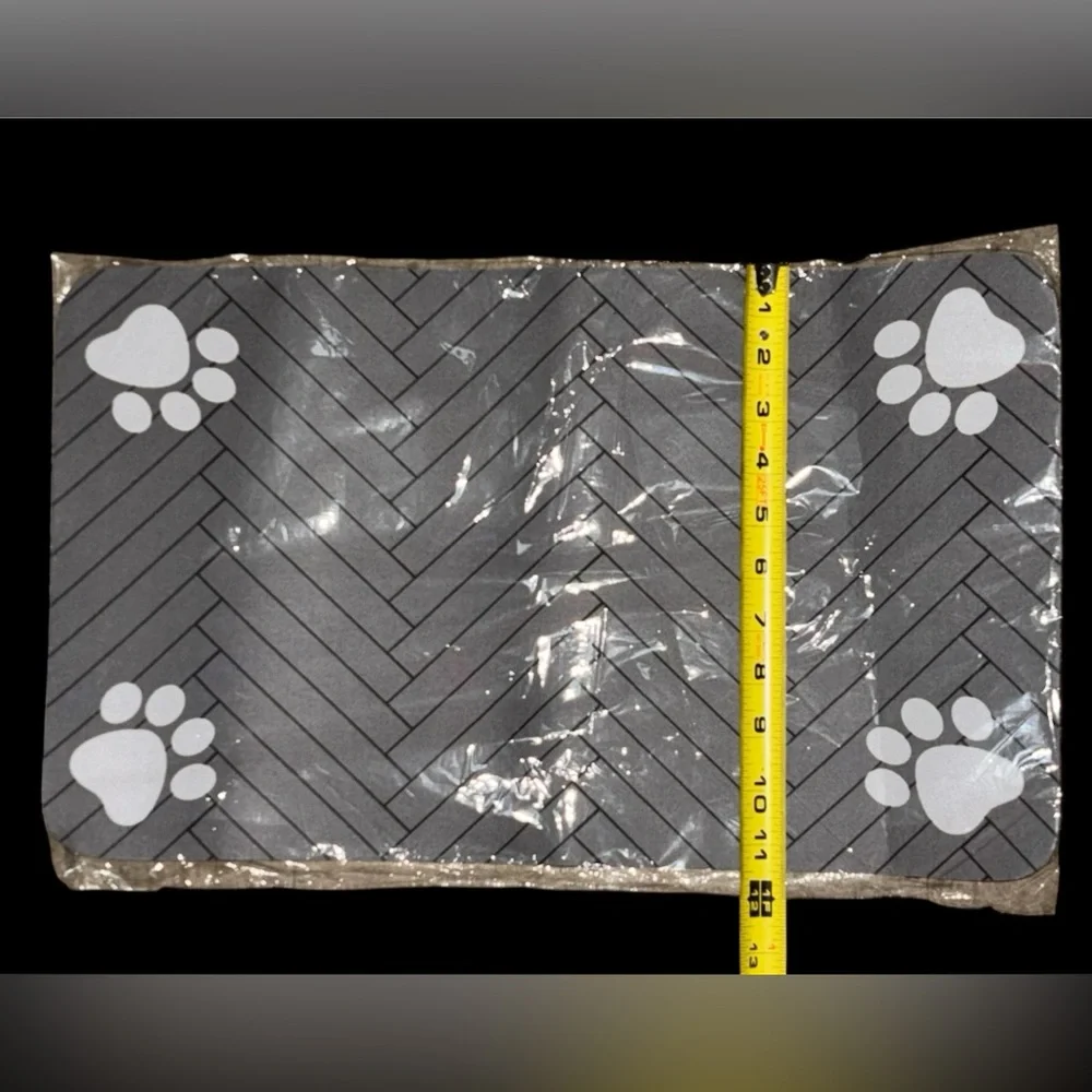 Gray Pet Mat with Paw Prints